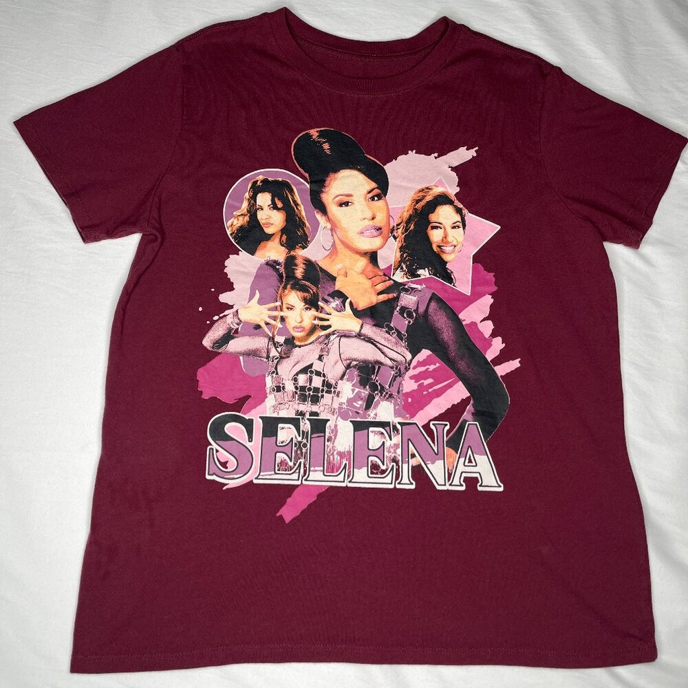 Selena Quintanilla Burgundy Graphic Tee Concert Style Shirt